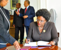 Mia Mottley's has bee critical of the way Commissioner Dottin has been removed.